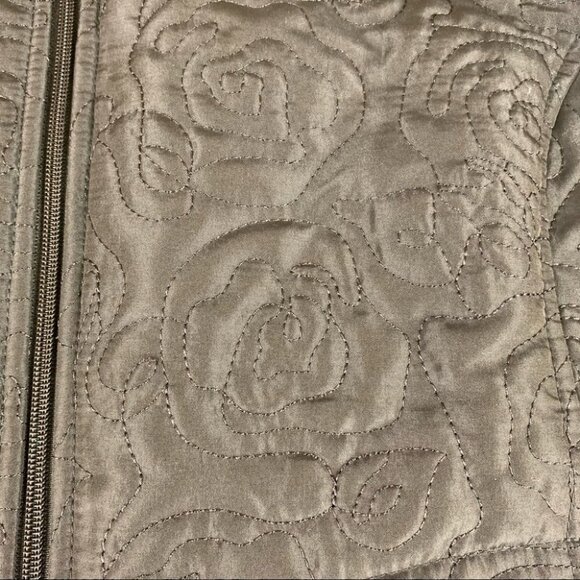 Alia Petite Collarless Brown  Floral Embroidered Vest - Picture 8 of 12